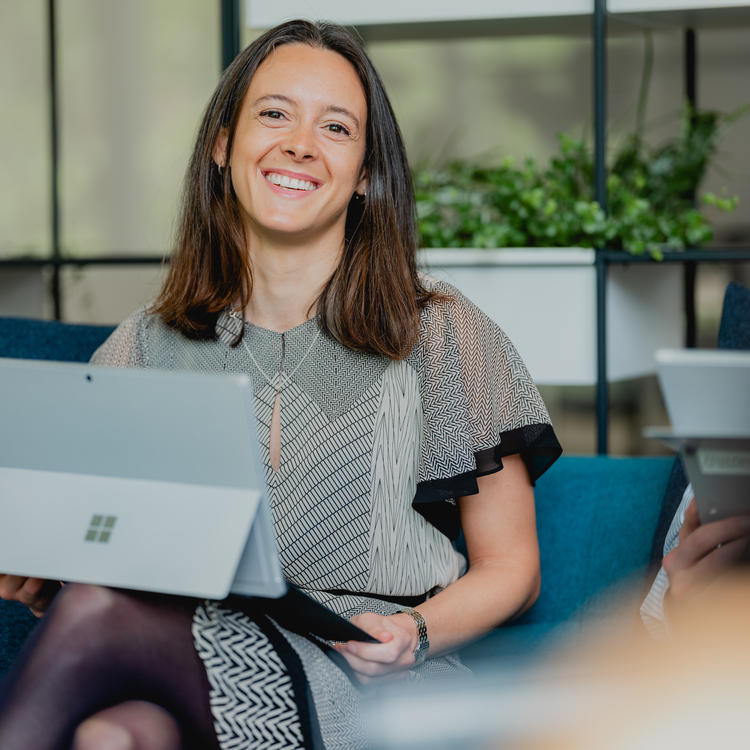 Landsec employee on laptop