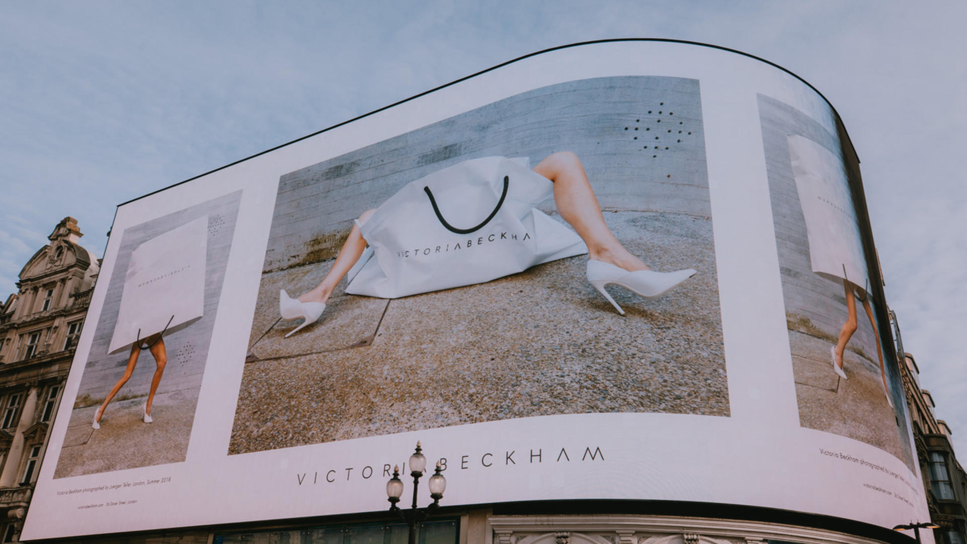 The Victoria Beckham Autumn Winter 2019 fashion line, launched and broadcast live from Piccadilly Lights